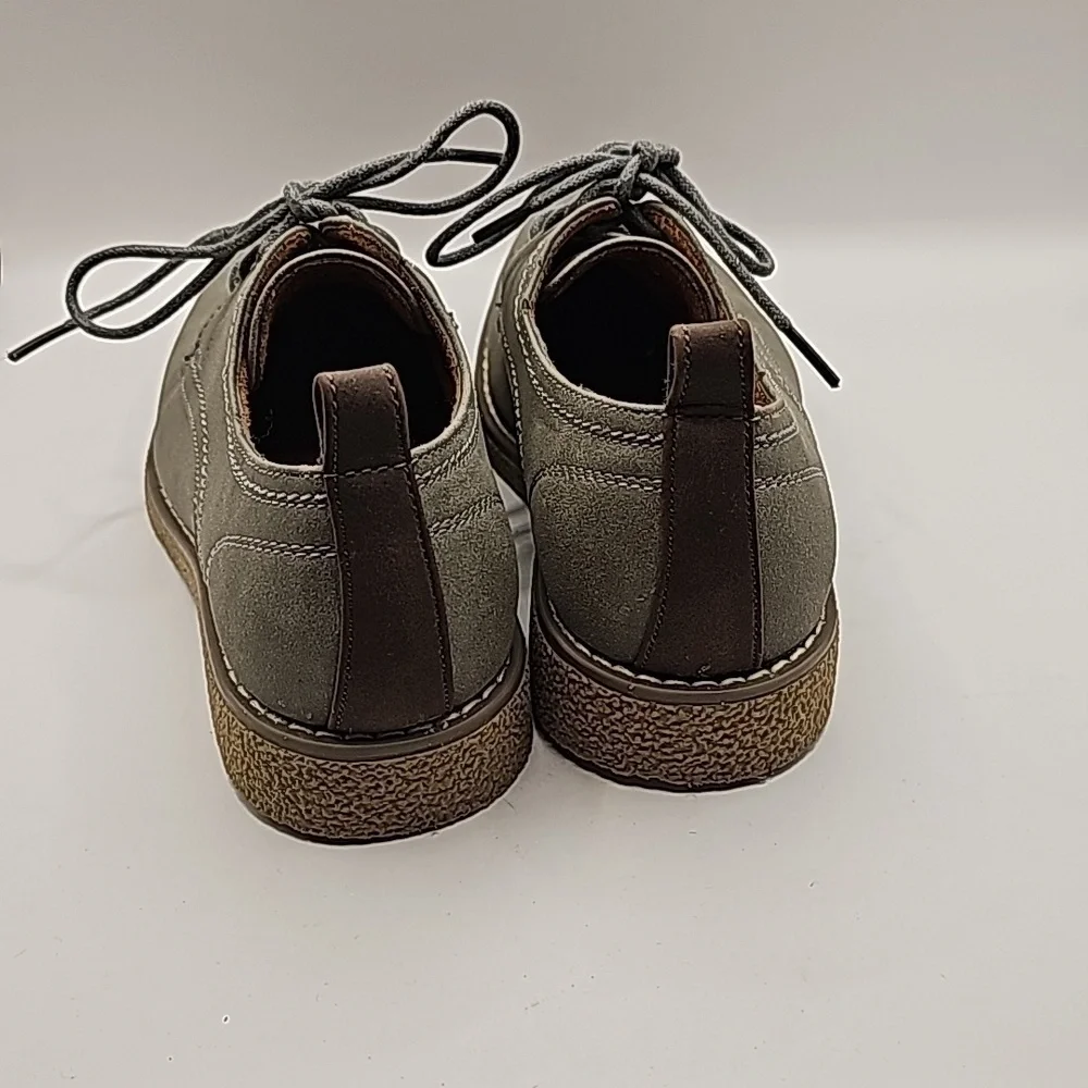 Deer Stags Zander Plain Toe Oxford Grey Faux Leather boys size 2
